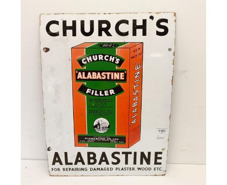 A Church's Alabastine enamel sign, 51 x 38 cmSlight loss and rusting to edges, see images 