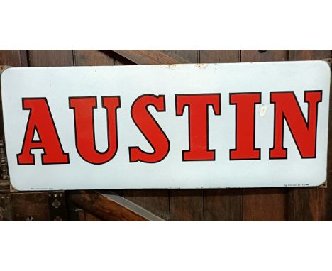 An Austin enamel sign, 39 x 98 cmA little repainted to the top edge and between the I and the N 