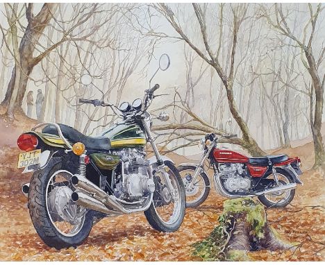 Roy Barrett, Autumn Tales, watercolour, signed, 36.5 x 45.5 cm From the estate of the late Roy Barrett, motoring artist. Over