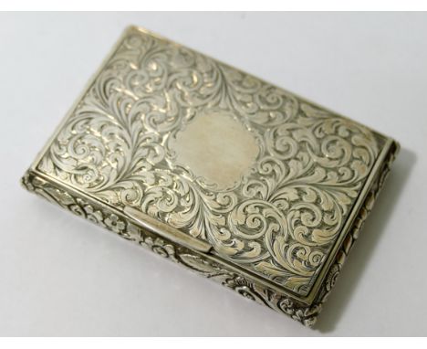 A Victorian rectangular silver snuff box, Birmingham 1843, by Francis Clark, with gilt interior and all-over engraved scrolli