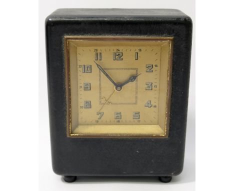 A German alarm clock with money box compartment, made for the Rheinische Versicherungsbank Insurance Company, c.1920's, with 