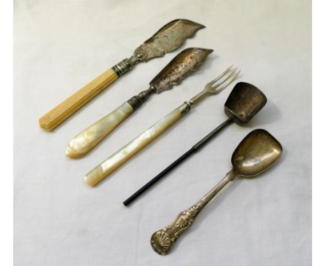 A Victorian silver caddy spoon, Newcastle 1849, a George II silver shovel-shaped caddy spoon, Birmingham 1807, by Joseph Tayl