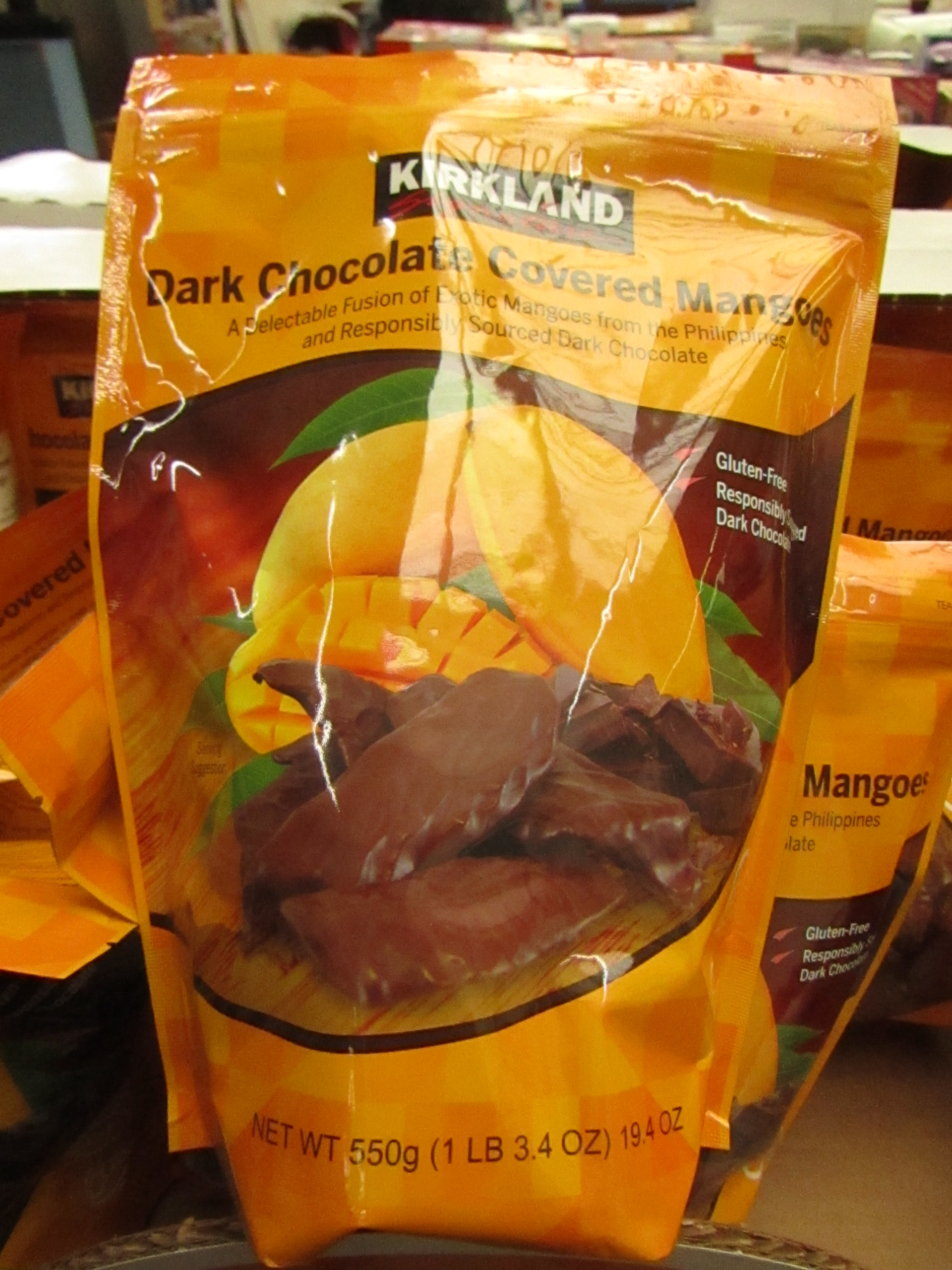 2 x Kirkland Signature Dark Chocolate Covered Mangoes 550g BB Oct 19