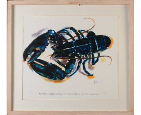 A print titled "Lobster" by Jane Dart signed and numbered 134 of 250.