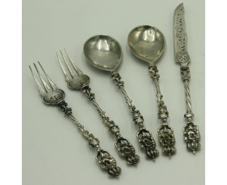 A pair of continental silver spoons, the reverse of each bowl with the Polish-Lithuanian Commonwealth coat of arms, a pair of