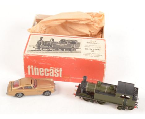 A Wills 'Finecast' 00 all metal loco body SR (Ex LSWR) 02, boxed, length 12.2cm, width 3.2cm and a Corgi James Bond Aston Mar