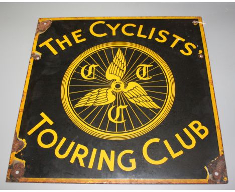 'The Cyclists Touring Club', advertising enamel sign, 40.5 x 40.5cm. 