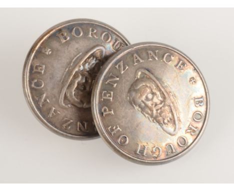 A pair of rare Borough of Penzance buttons, each named to the back R Pearce Mayor and dated 1838, Richard Pearce was Mayor of
