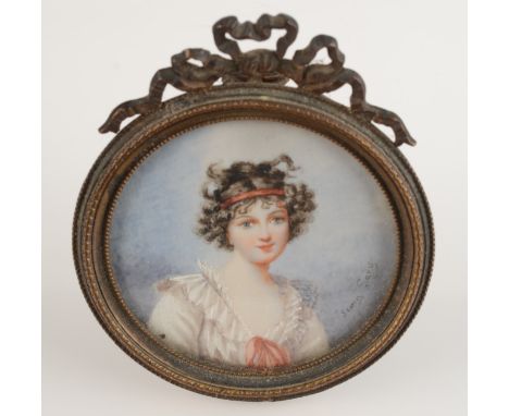 A painted portrait miniature, indistinctly signed.