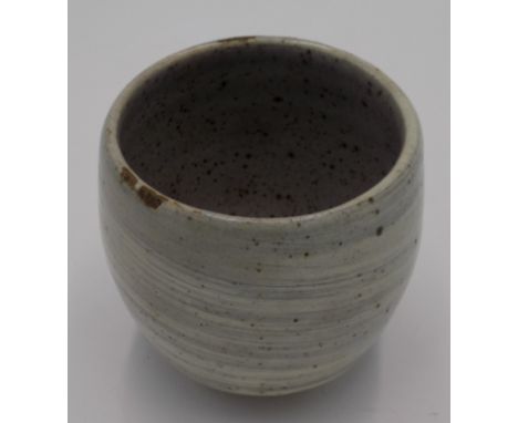 A Kenneth Quick for Bernard Leach stoneware tea bowl, with harekame glaze, impressed personal and pottery seals, height 9.7cm