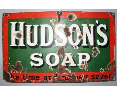 'Hudson's Soap', enamel advertising sign, 28 x 46cm. 