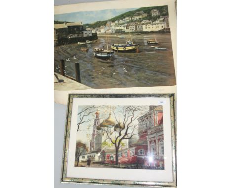 A Russian watercolour signed B.O.'93 and a signed print by David Shepherd