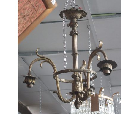 A gilt metal hanging ceiling light, height 39cm.