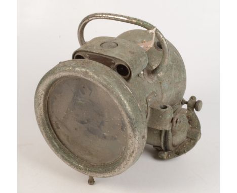 A Lucas King of the Road Kinglite nickel plated Head-Light No.56. Crack to concave lens.