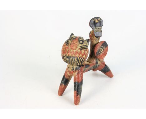 A John Maltby ceramic figure 'Knight and Tiger', height 14cm, length 12.5cm. Condition report: No condition issues noted.