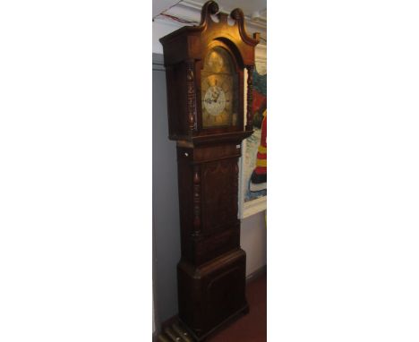 An oak and mahogany longcase clock, early 19th century, the brass and silver arched dial signed by Evans &amp; Sons, Birmingh