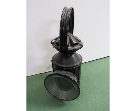 An LNER guards/porters hand lamp with reservoir and ceramic burner and red, green and clear aspects