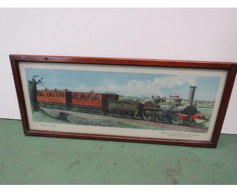 A framed and glazed carriage print depicting Maryport & Carlisle Railway Crampton locomotive No. 12