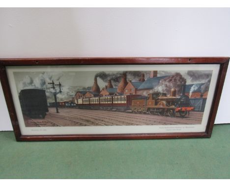 A framed and glazed carriage print depicting North Staffordshire Railway near Stoke