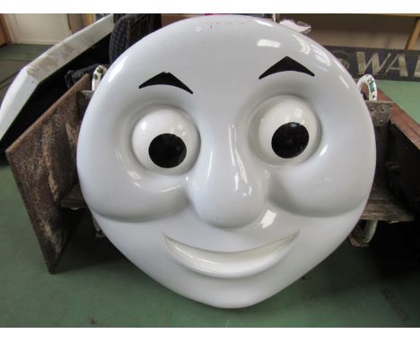 A fibreglass standard gauge headboard in the style of Thomas the Tank Engine