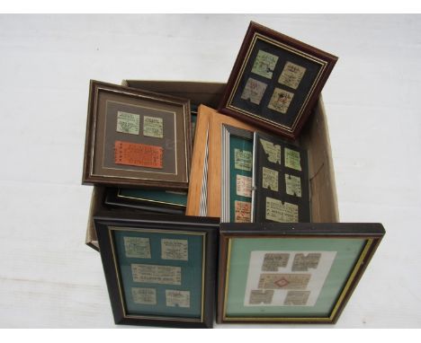 Eleven framed and glazed mainly LNER ticket stubs, some local stations