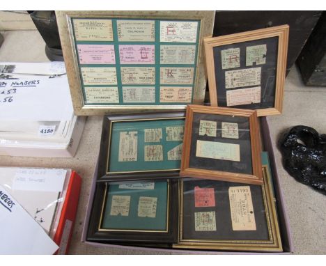 Eleven framed and glazed LNER and M&GN JT RAILWAY ticket stubs, some local stations