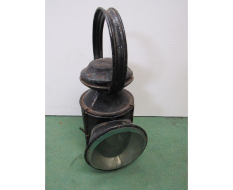 A B.R. (E) three aspect hand lamp marked LOCO NORWICH, reservoir and ceramic burner marked B.R. (E) and NER