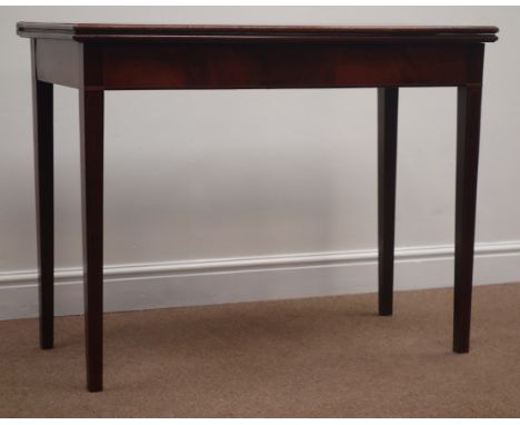 19th century mahogany side tea table, moulded rectangular fold over top, single gate-leg action base, square tapering support