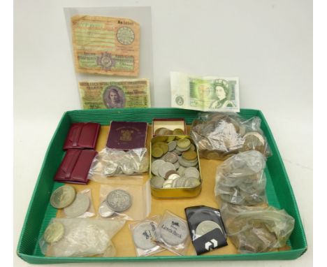 Collection of mostly Great British coins including; over 100 grams of pre 1947 silver, Queen Victoria 1888 crown, 1896 half c