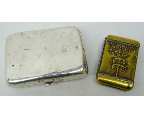 Early 20th century Hardy Patent brass advertising vesta case and a silver cigarette case (2) Condition Report Click here for 