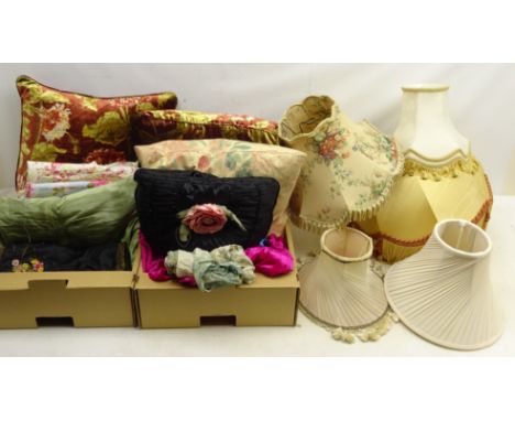 Pair vintage velvet chintz pattern pillows, fabric, lamp shades and other similar items  Condition Report Click here for furt