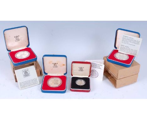 United Kingdom, Royal Mint silver proof £1 coin, obv; Elizabeth II, rev; Royal coat of arms, boxed with certificate, together