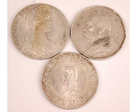Austria, Maria Theresa Thaler, obv; draped bust above SF (Schoebl Faby), rev; crowned double headed eagle with Austrian coat 