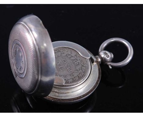 An Edwardian silver sovereign case, having engine turned decoration and vacant shield shaped cartouche, Aaron Lufkin Dennison