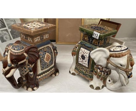 2 large ceramic elephant stools/plant stands . 1 A/F COLLECT ONLY
