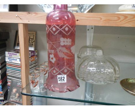 A mixed lot of glassware including oil lamp fonts. COLLECT ONLY.