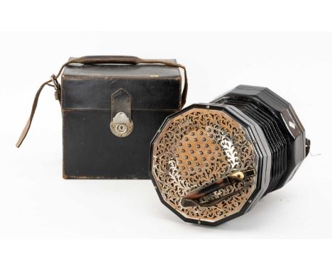 THE MUSIC CLUB HOUSE: LACHENAL & CO. 'THE EDEOPHONE' 66 BUTTON DUET CONCERTINA, metal ends, stamped makers mark to end and st