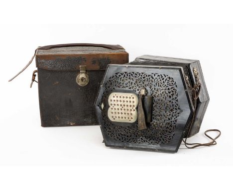 THE MUSIC CLUB HOUSE: LACHENAL & CO. 90 BUTTON AEOLA with makers label and stamp to strap, in octagonal caseProvenance: priva