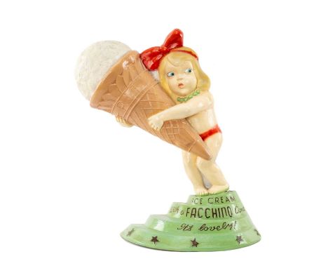 THE ADVERTISING CLUB HOUSE: VINTAGE FACCHINO SHOP DISPLAY, of a girl holding a large ice cream cone, on a three level plinth 