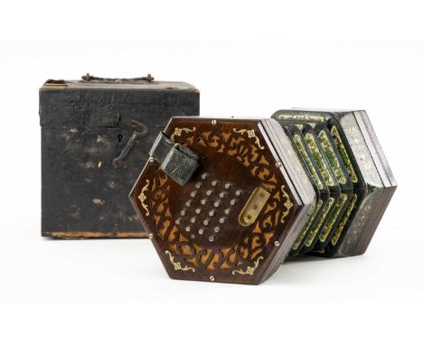 THE MUSIC CLUB HOUSE: WHEATSTONE & CO. 48 BUTTON CONCERTINA, with rosewood ends, in case with 'Lachenal & Co.' labelProvenanc