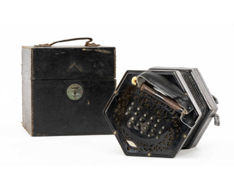 THE MUSIC CLUB HOUSE: LACHENAL & CO. 47 BUTTON CONCERTINA, serial number 2569, in case with 'C. Wheatstone & Co.' labelProven