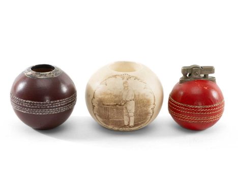 THE CRICKET CLUB HOUSE: THREE NOVELTY SMOKING ACCESSORIES, comprising Doulton Lambeth silicon ware match holder with hallmark
