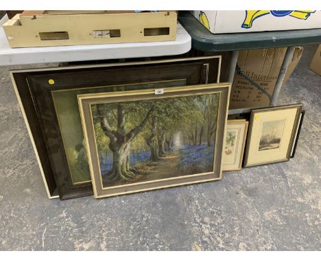 A MIXED LOT OF ASSORTED PICTURES, STAG PRINT ETC 
