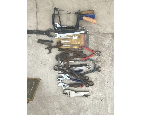 VARIOUS TOOLS TO INCLUDE SPANNERS, GRIPS, PUNCHES, SPANNER, SAWS ETC 