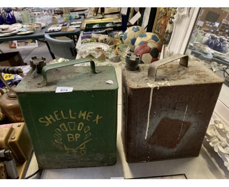 TWO VINTAGE METAL PETROL CANS TO INCLUDE SHELL-MEX BP EXAMPLE 