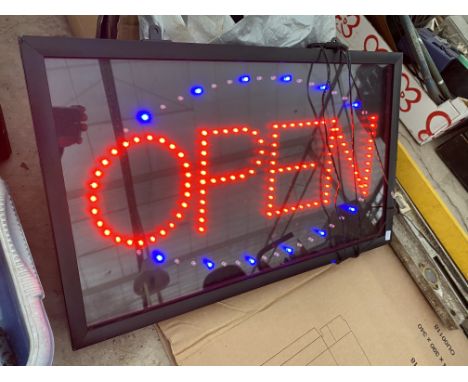 A LIGHT UP 'OPEN' SIGN IN WORKING ORDER 