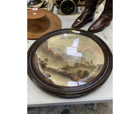 A COPELAND CERAMIC FRAMED 16" HAND PAINTED CHARGER 