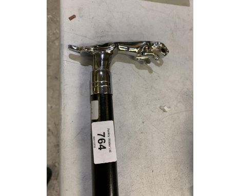 A JAGUAR HANDLED WOODEN WALKING STICK 