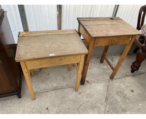TWO VINTAGE SCHOOL DESKS 