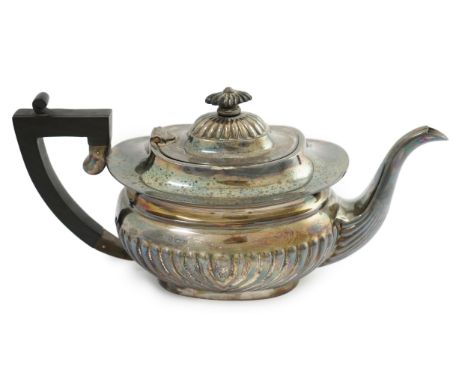 An Elizabeth II demi-fluted silver teapot, by Asprey &amp; Co Ltd, of oval form, Birmingham, 1971, gross weight 21,9oz.  Very